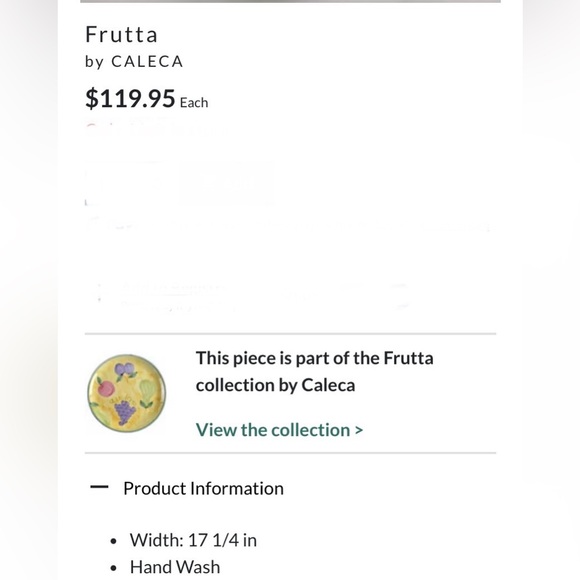 Frutta by CALECA, an Italian company. This is a chop plate of 11.25 inches round - Picture 16 of 16